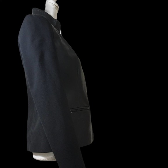 Talbots Black Leather-Front Motorcycle Jacket 2 - Picture 10 of 11